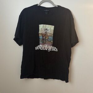 H&M Black Tee with Artistic Graphic